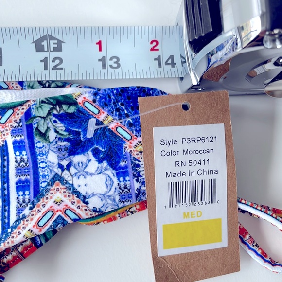 Rachel Roy tanga 1 string bikini bottom Moroccan blue orange white multi XSorM - Picture 5 of 13